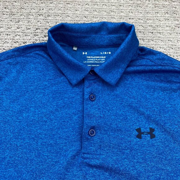 UNDER ARMOUR UA Golf Shirt Men Large Blue The Playoff Polo Loose Outdoor Golfer - Picture 3 of 11